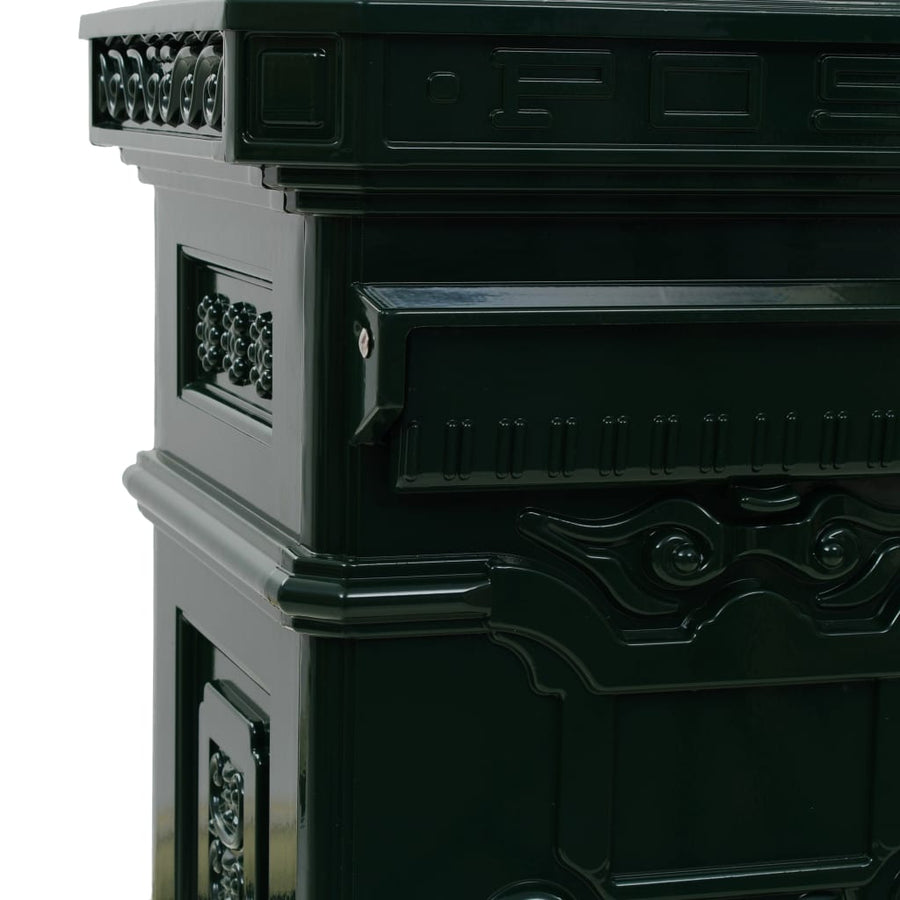 Pillar Letterbox Aluminium Vintage Style Rustproof Green