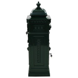 Pillar Letterbox Aluminium Vintage Style Rustproof Green - Rear View