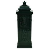 Pillar Letterbox Aluminium Vintage Style Rustproof Green - Low Angle