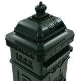 Pillar Letterbox Aluminium Vintage Style Rustproof Green - Extra Image
