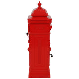 Pillar Letterbox Aluminium Vintage Style Rustproof Red - Rear View