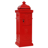 Pillar Letterbox Aluminium Vintage Style Rustproof Red - Top-Down View