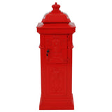 Pillar Letterbox Aluminium Vintage Style Rustproof Red - 45-Degree Angle