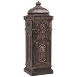 Pillar Letterbox Aluminium Vintage Style Rustproof Bronze - Rear View