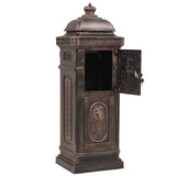 Pillar Letterbox Aluminium Vintage Style Rustproof Bronze - Low Angle