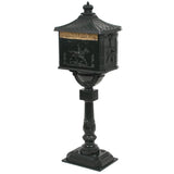 Pedestal Letterbox Aluminium Vintage Style Rustproof Green - Front View