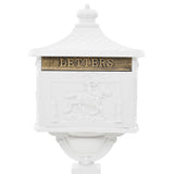 Pedestal Letterbox Aluminium Vintage Style Rustproof White - Top-Down View