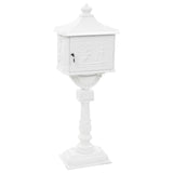 Pedestal Letterbox Aluminium Vintage Style Rustproof White - Close-Up Angle