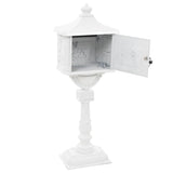 Pedestal Letterbox Aluminium Vintage Style Rustproof White - Low Angle