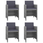 5 Piece Outdoor Dining Set with Cushions Poly Rattan Grey