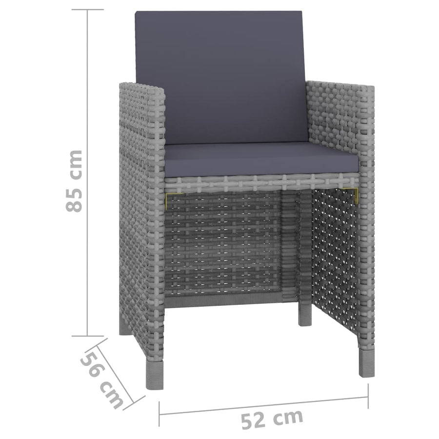 5 Piece Outdoor Dining Set with Cushions Poly Rattan Grey