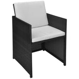 3 Piece Bistro Set Poly Rattan and Acacia Wood Black - 45-Degree Angle