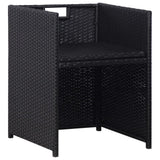 3 Piece Bistro Set Poly Rattan and Acacia Wood Black - Rear View