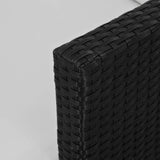 3 Piece Bistro Set Poly Rattan and Acacia Wood Black - Close-Up Angle