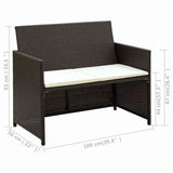 2 Seater Garden Sofa with Cushions Brown Poly Rattan - Top-Down View