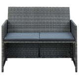 2 Seater Garden Sofa with Cushions Grey Poly Rattan - Front View