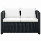 3 Piece Garden Lounge Set with Cushions Poly Rattan Black
