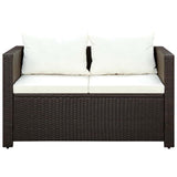 3 Piece Bistro Set Poly with Cushions Rattan Brown