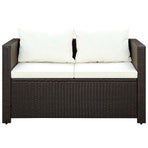 3 Piece Bistro Set Poly with Cushions Rattan Brown