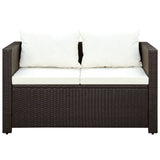 3 Piece Bistro Set Poly with Cushions Rattan Brown - Side View