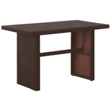3 Piece Bistro Set Poly with Cushions Rattan Brown - Top-Down View