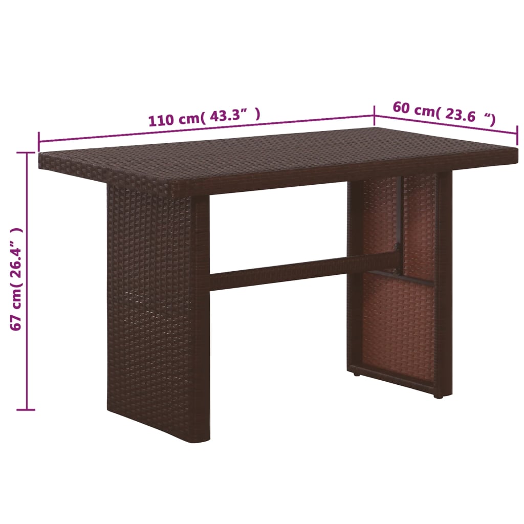 3 Piece Bistro Set Poly with Cushions Rattan Brown