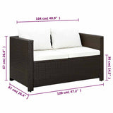 3 Piece Bistro Set Poly with Cushions Rattan Brown