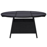 Garden Table Black 150x74 cm Poly Rattan - Front View