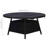 Garden Table Black 150x74 cm Poly Rattan