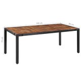9 Piece Outdoor Dining Set Poly Rattan and Acacia Wood Black - Rear View