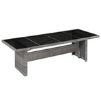 Garden Table 240x90x74 cm Poly Rattan and Glass