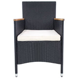 7 Piece Outdoor Dining Set Poly Rattan and Acacia Wood Black
