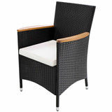 Furniture Sets 9 pcs Black and Cream Poly Rattan - Side View