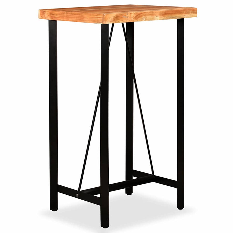 Bar Set 3 Pieces Solid Acacia Wood and Genuine Leather