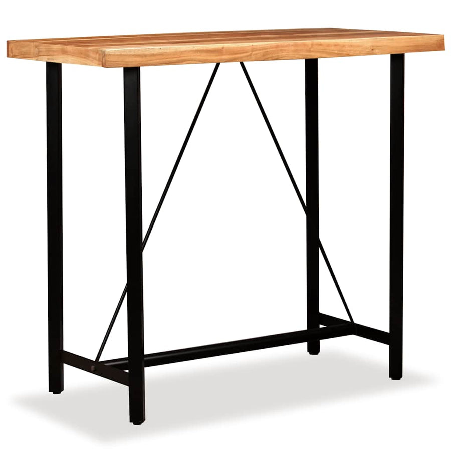Bar Set 5 Pieces Solid Acacia Wood and Genuine Leather