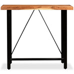 Bar Set 5 Pieces Solid Acacia Wood and Genuine Leather