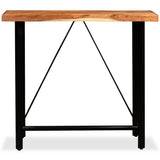 Bar Set 5 Pieces Solid Wood Acacia. Genuine Leather & Canvas - Side View