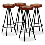 Bar Set 5 Pieces Solid Wood Acacia. Genuine Leather & Canvas - Low Angle