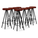 Bar Set 9 Pieces Solid Acacia Wood and Genuine Leather