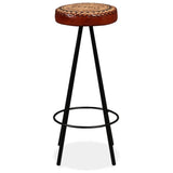 Bar Set 9 Pieces Solid Acacia Wood, Genuine Leather & Canvas