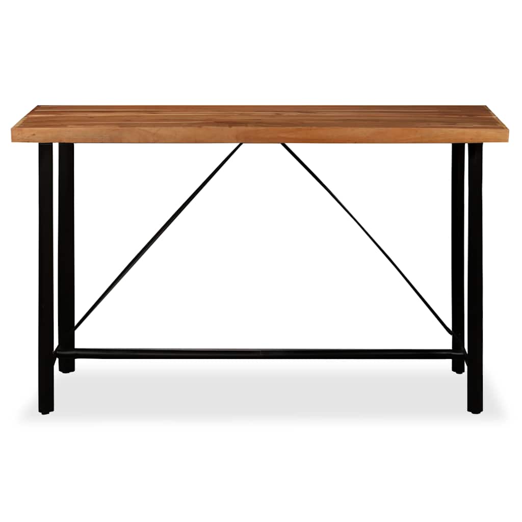 Bar Set 9 Pieces Solid Acacia Wood, Genuine Leather & Canvas