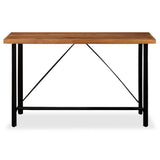 Bar Set 9 Pieces Solid Acacia Wood, Genuine Leather & Canvas