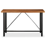 Bar Set 9 Pieces Solid Acacia Wood, Genuine Leather & Canvas