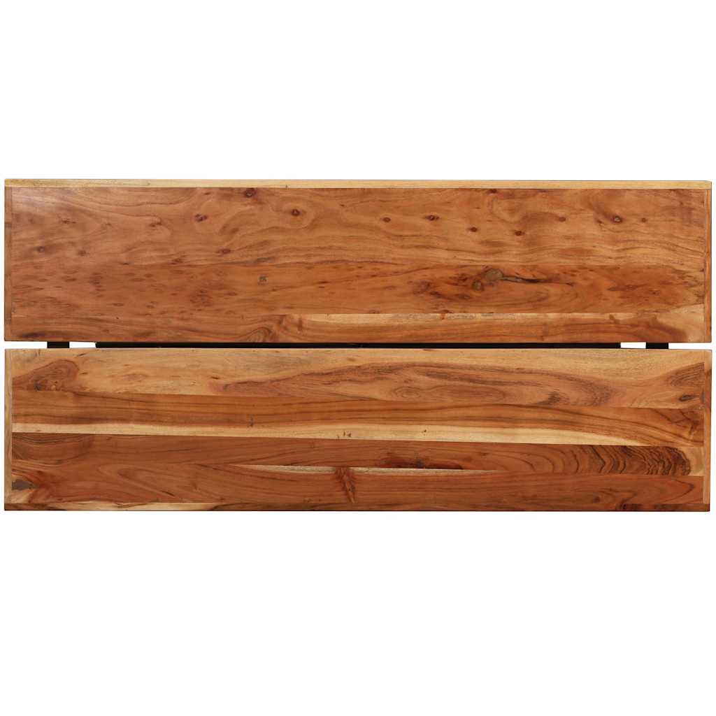 Bar Set 9 Pieces Solid Acacia Wood, Genuine Leather & Canvas