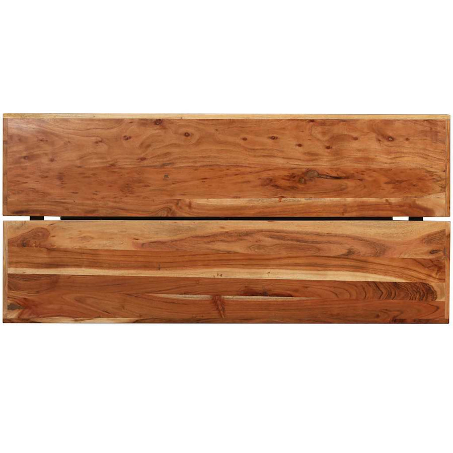 Bar Set 9 Pieces Solid Acacia Wood, Genuine Leather & Canvas