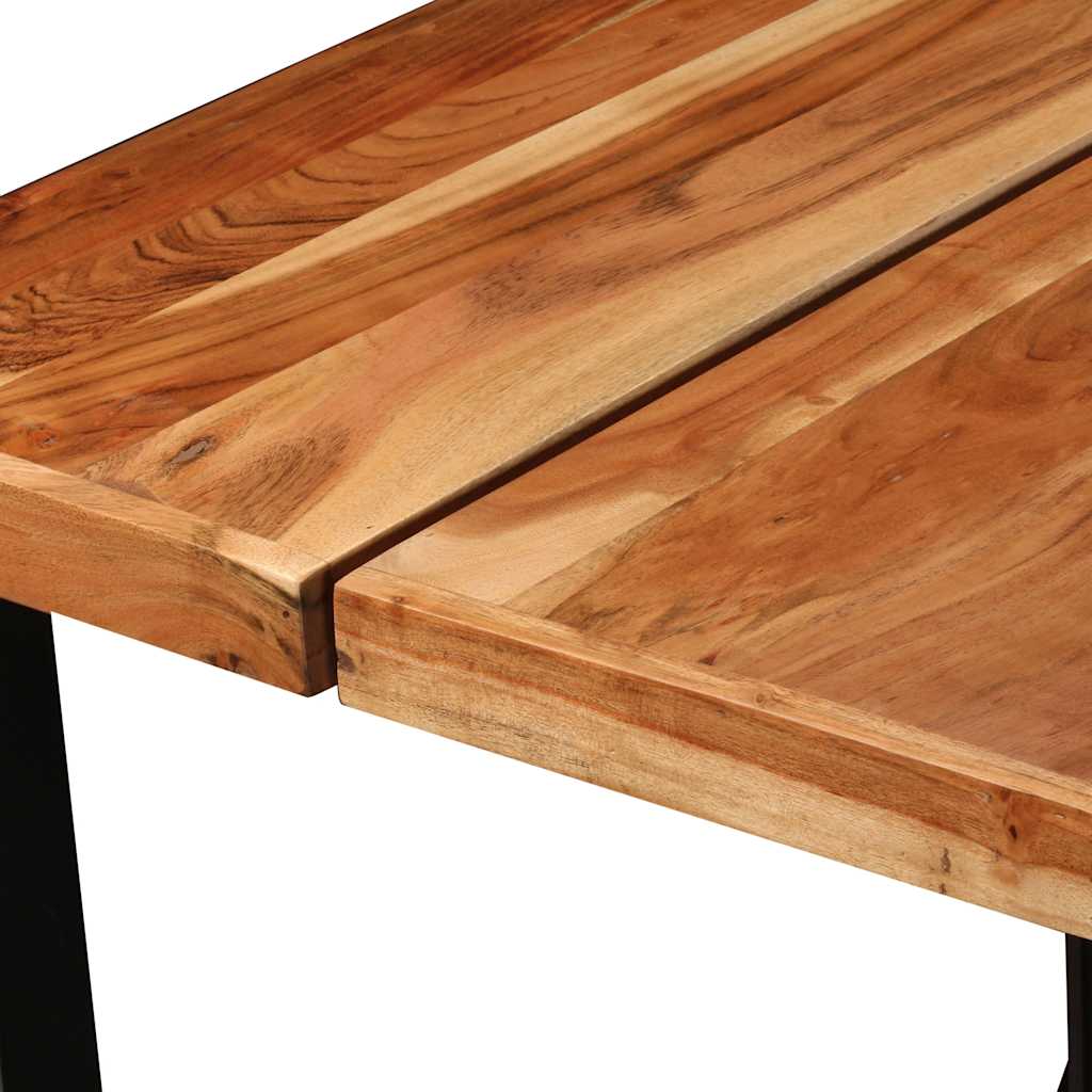 Bar Set 9 Pieces Solid Acacia Wood, Genuine Leather & Canvas