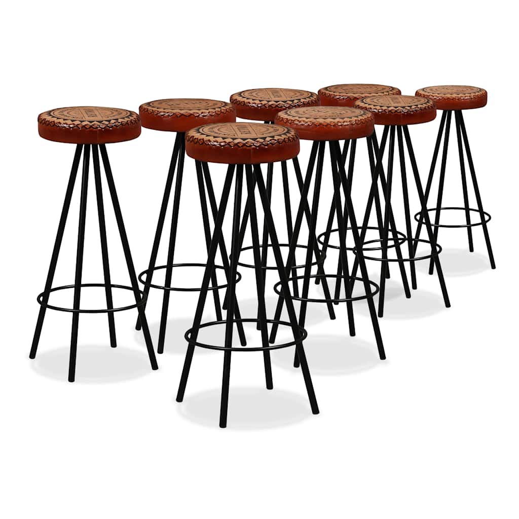 Bar Set 9 Pieces Solid Acacia Wood, Genuine Leather & Canvas