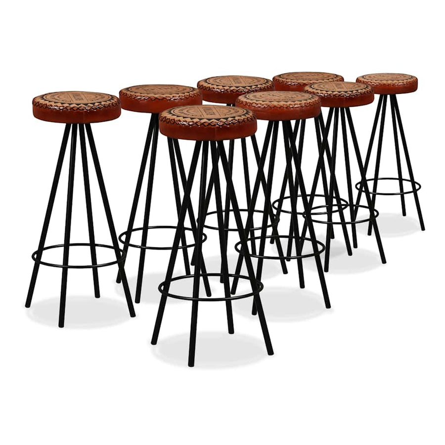 Bar Set 9 Pieces Solid Acacia Wood, Genuine Leather & Canvas