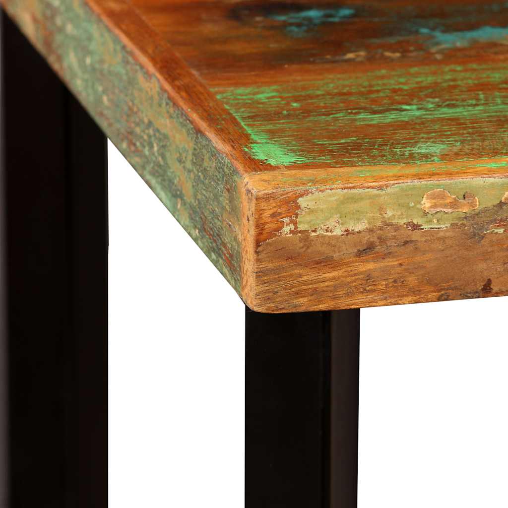 Bar Set 3 Pieces Solid Wood Reclaimed and Genuine Leather