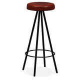 Bar Set 3 Pieces Solid Wood Reclaimed and Genuine Leather - Extra Image